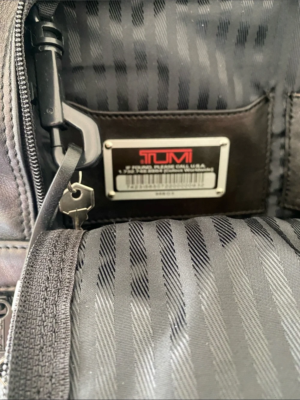 TUMI Black Men's Leather Backpack